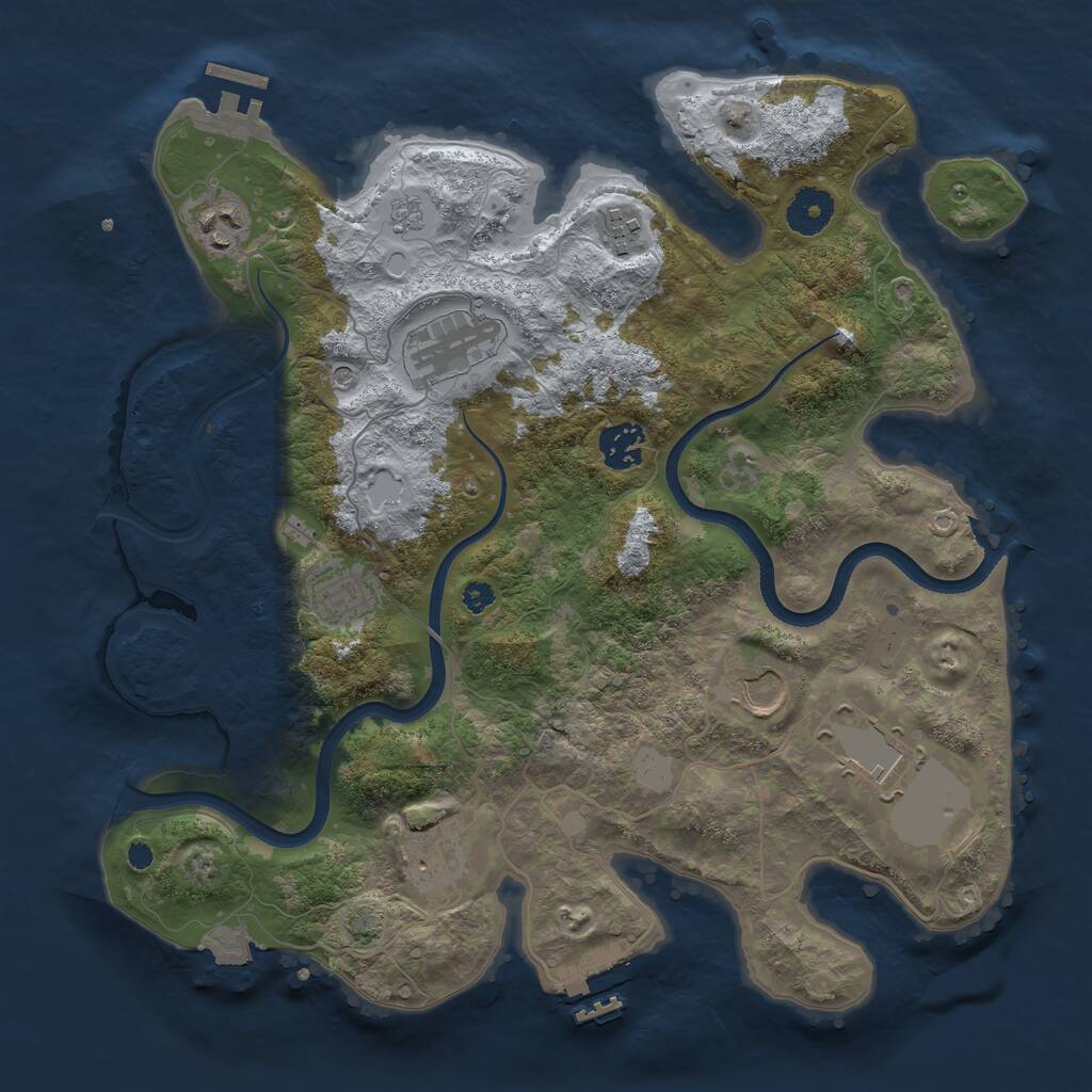 Rust Map: Procedural Map, Size: 3500, Seed: 800366302, 14 Monuments