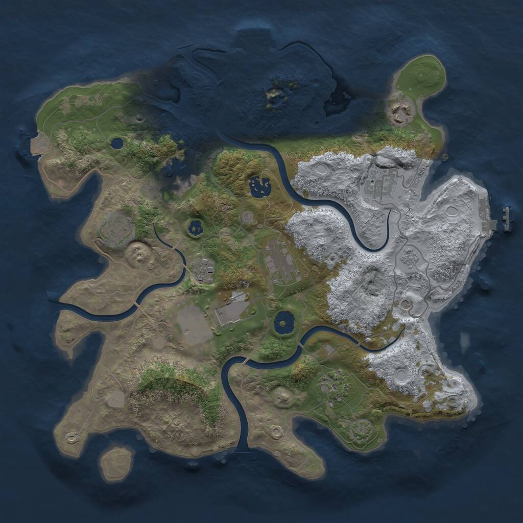 Rust Map: Procedural Map, Size: 3500, Seed: 1513334618, 15 Monuments