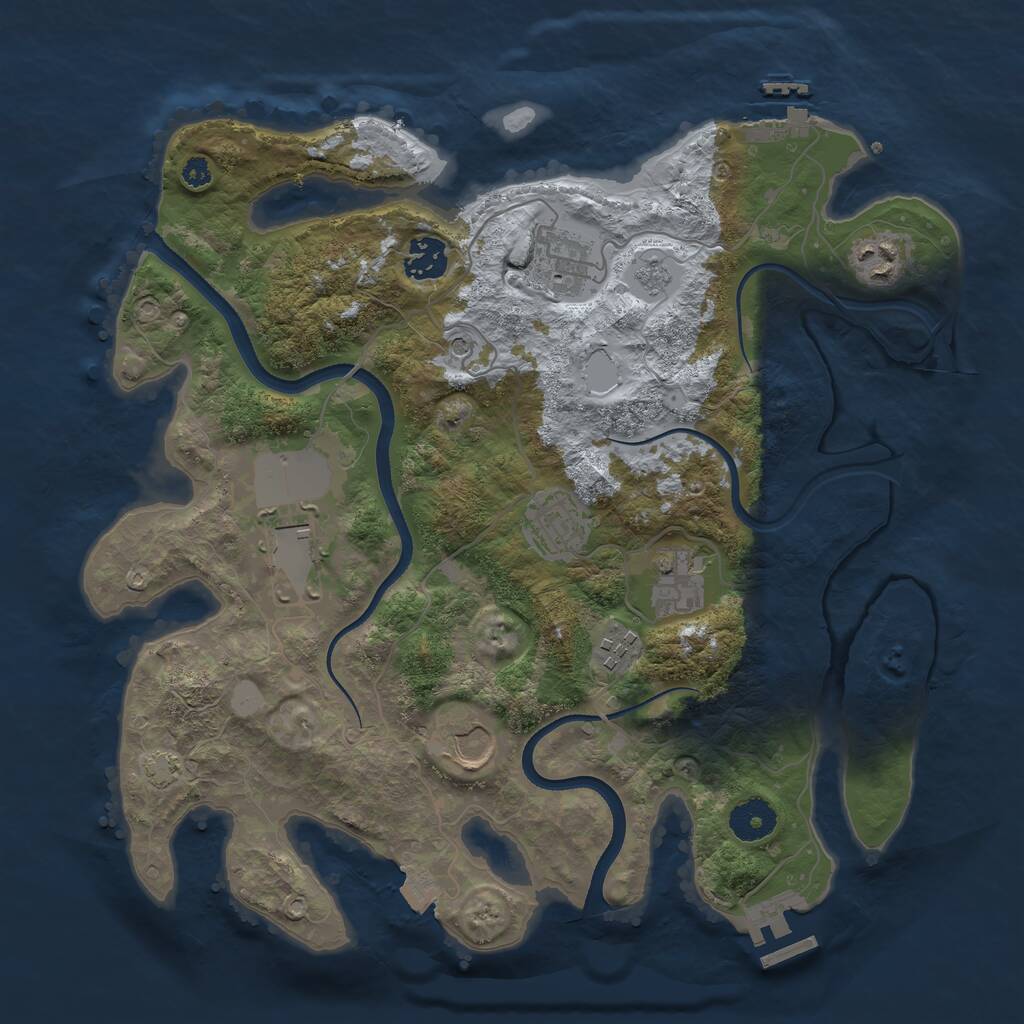 Rust Map: Procedural Map, Size: 3500, Seed: 926602775, 14 Monuments