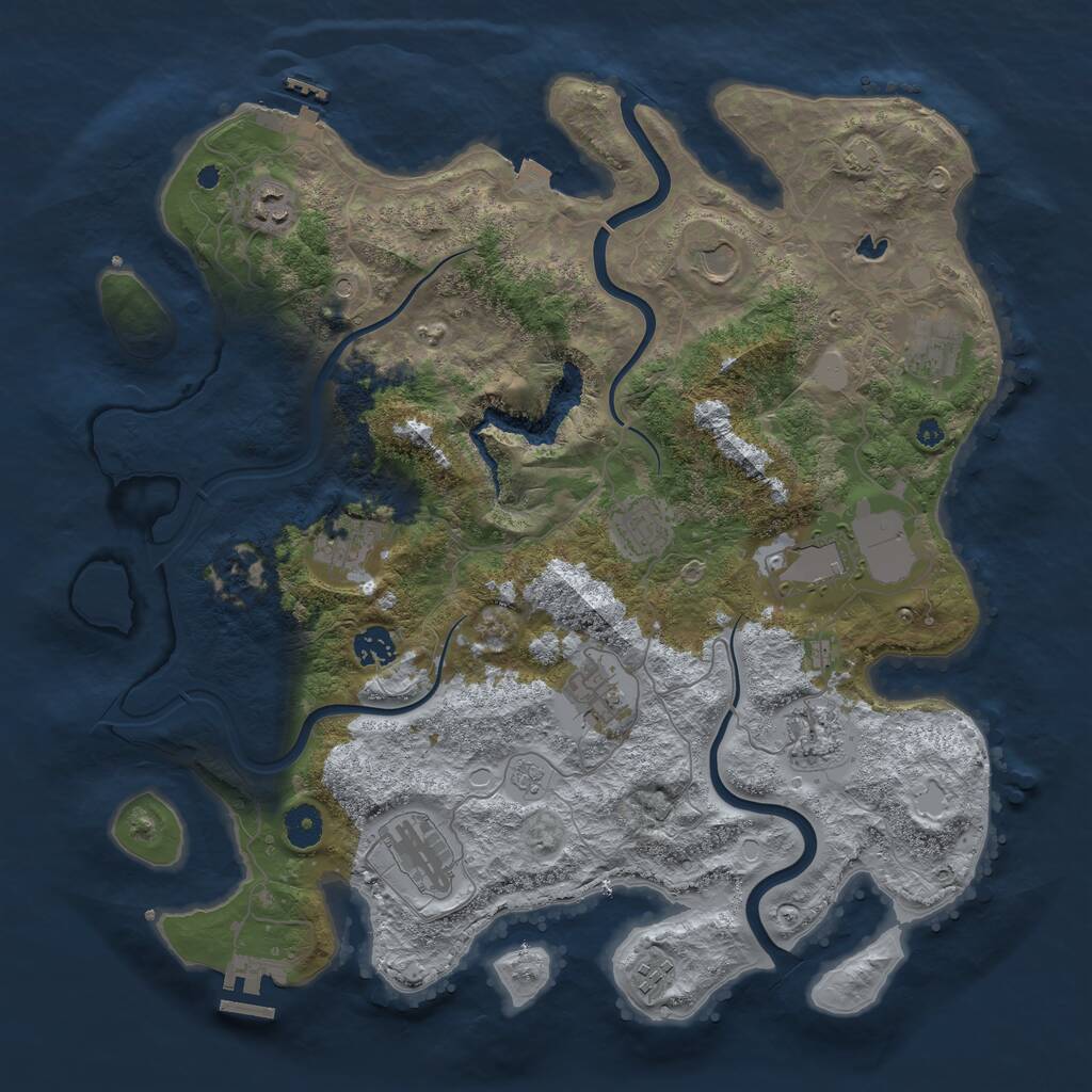 Rust Map: Procedural Map, Size: 4000, Seed: 895924832, 17 Monuments