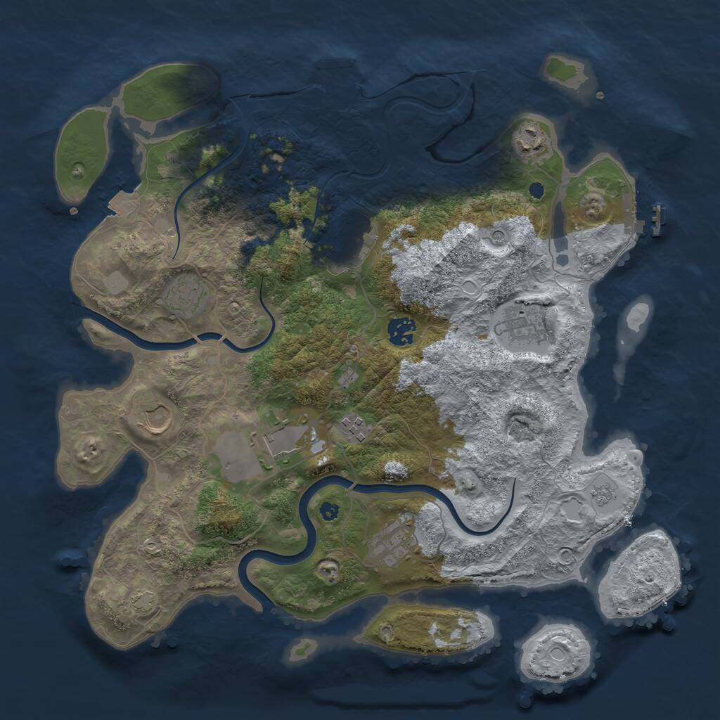 Rust Map: Procedural Map, Size: 3750, Seed: 1430682697, 15 Monuments