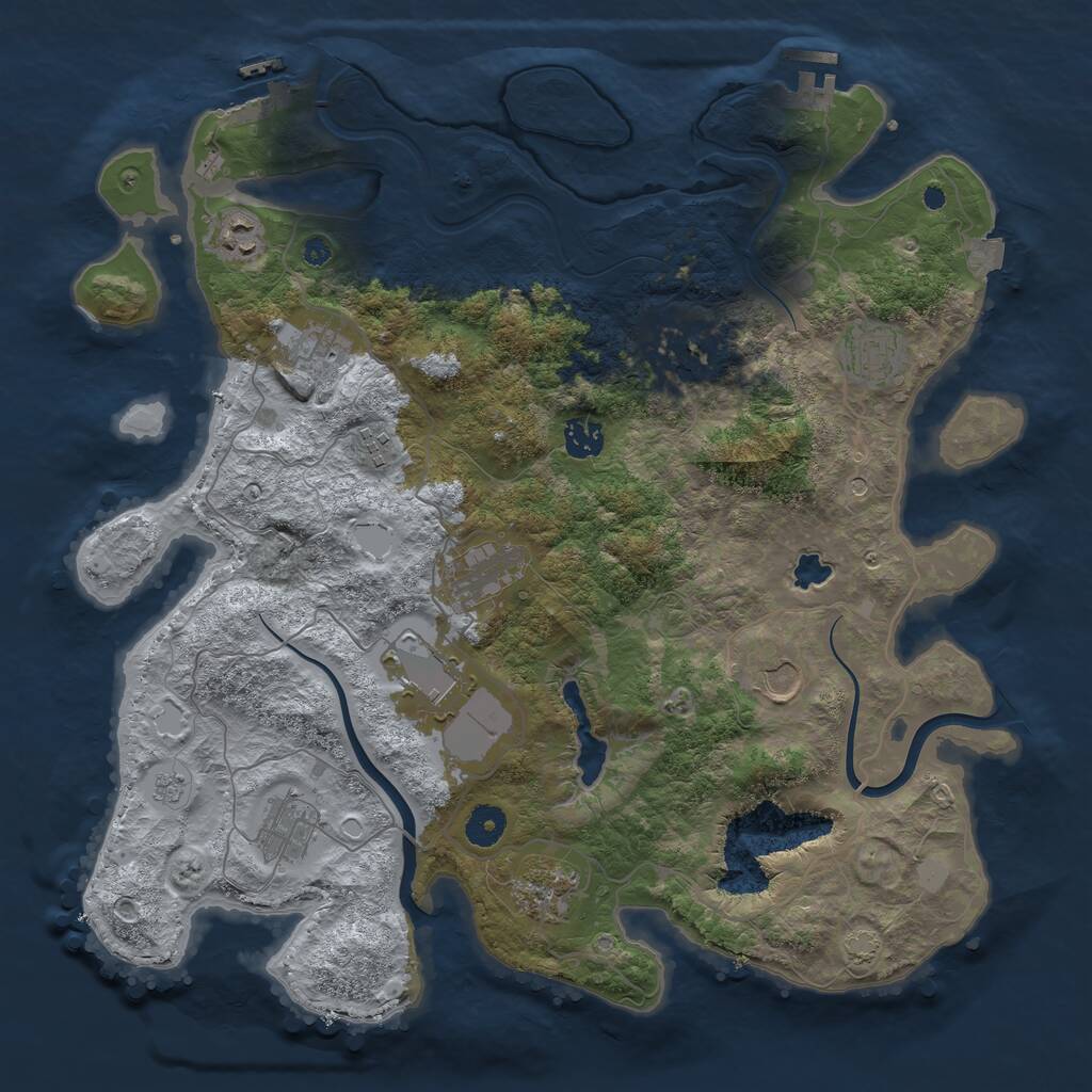 Rust Map: Procedural Map, Size: 4000, Seed: 870129105, 17 Monuments