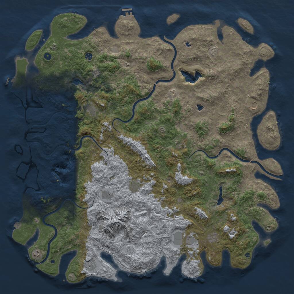 Rust Map: Procedural Map, Size: 6000, Seed: 578369846, 17 Monuments