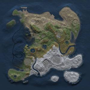 Thumbnail Rust Map: Procedural Map, Size: 3000, Seed: 1724368590, 11 Monuments