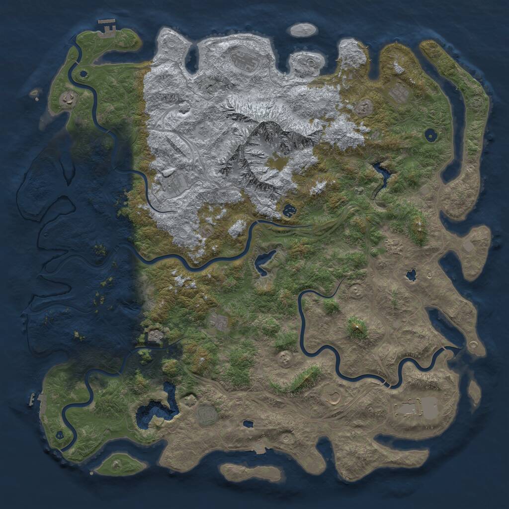 Rust Map: Procedural Map, Size: 6000, Seed: 1466274759, 17 Monuments