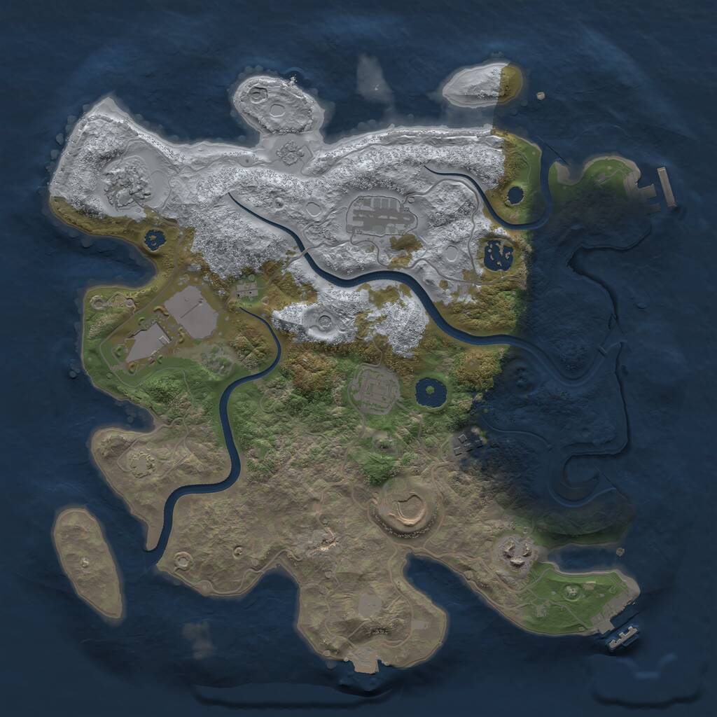 Rust Map: Procedural Map, Size: 3500, Seed: 34628306, 14 Monuments