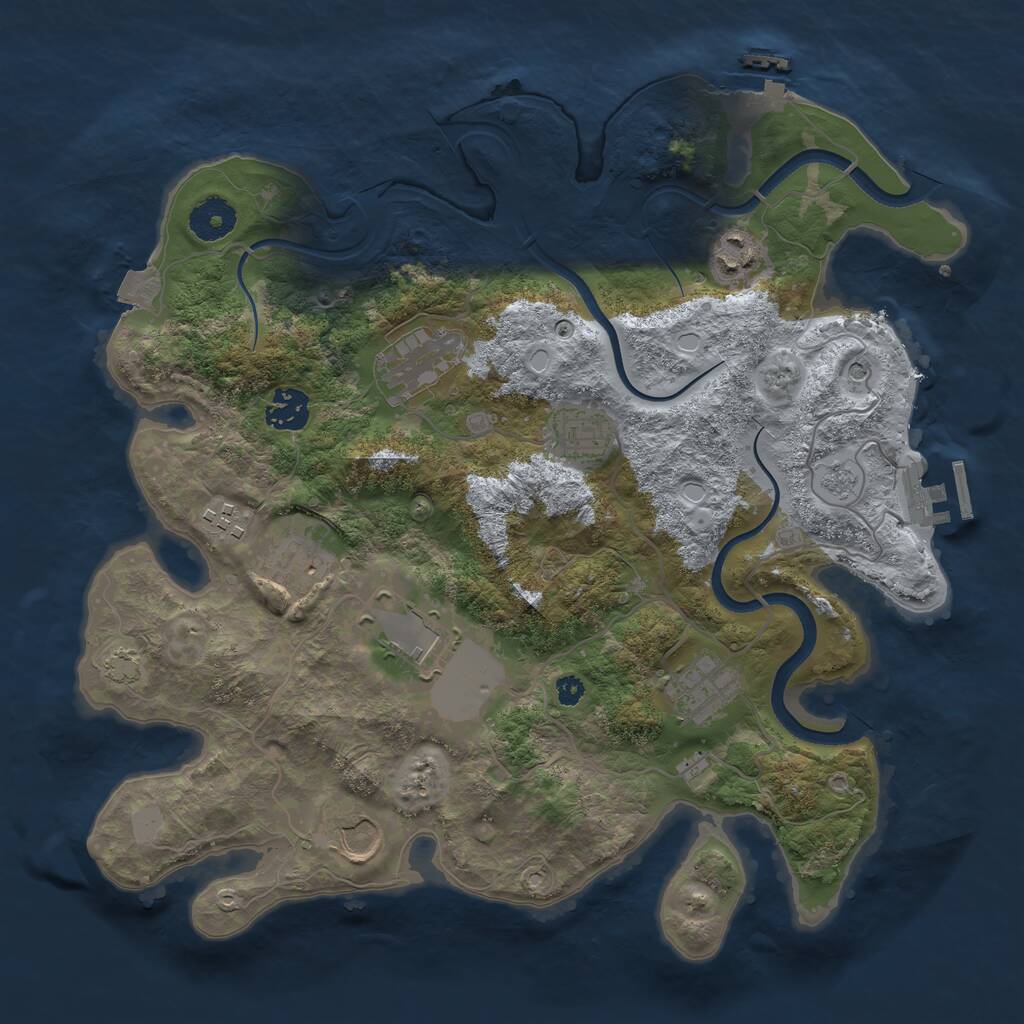 Rust Map: Procedural Map, Size: 3500, Seed: 967188481, 15 Monuments