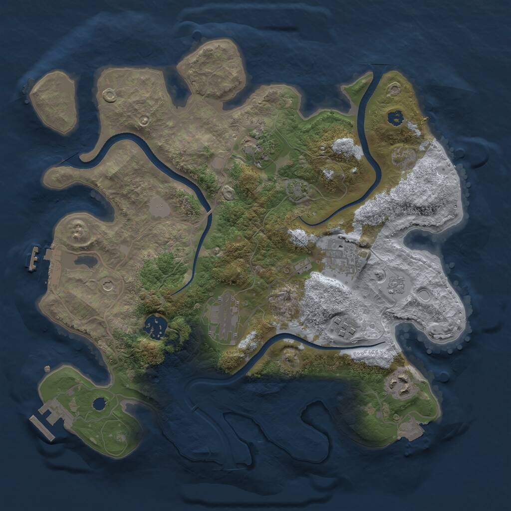 Rust Map: Procedural Map, Size: 3250, Seed: 1561991994, 12 Monuments