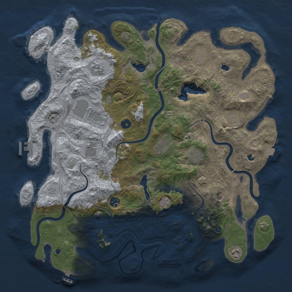 Rust Map: Procedural Map, Size: 4500, Seed: 77533345, 17 Monuments
