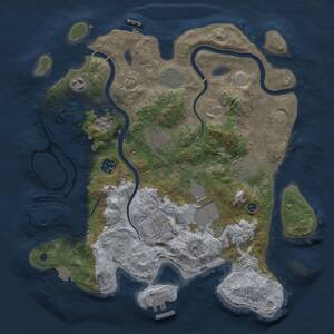 Thumbnail Rust Map: Procedural Map, Size: 3500, Seed: 1771339772, 14 Monuments