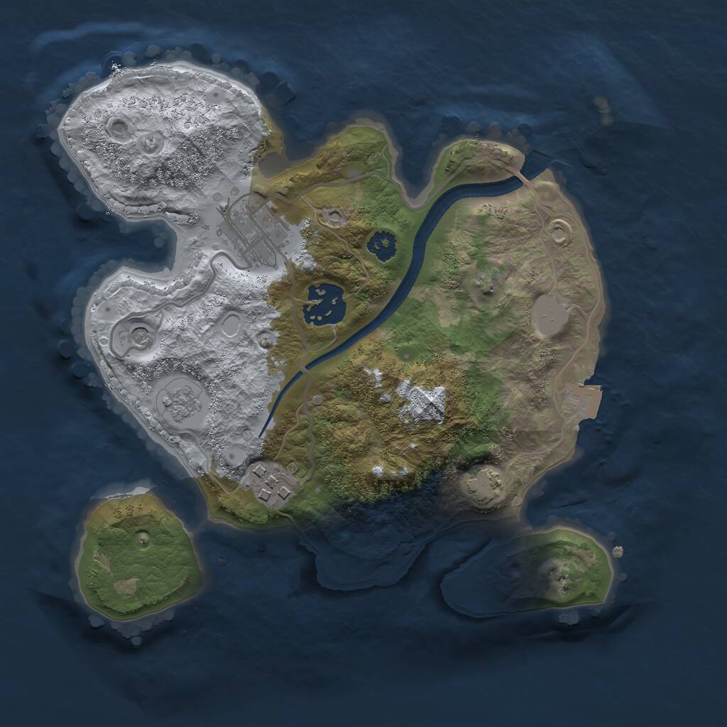 Rust Map: Procedural Map, Size: 2500, Seed: 2123655848, 7 Monuments