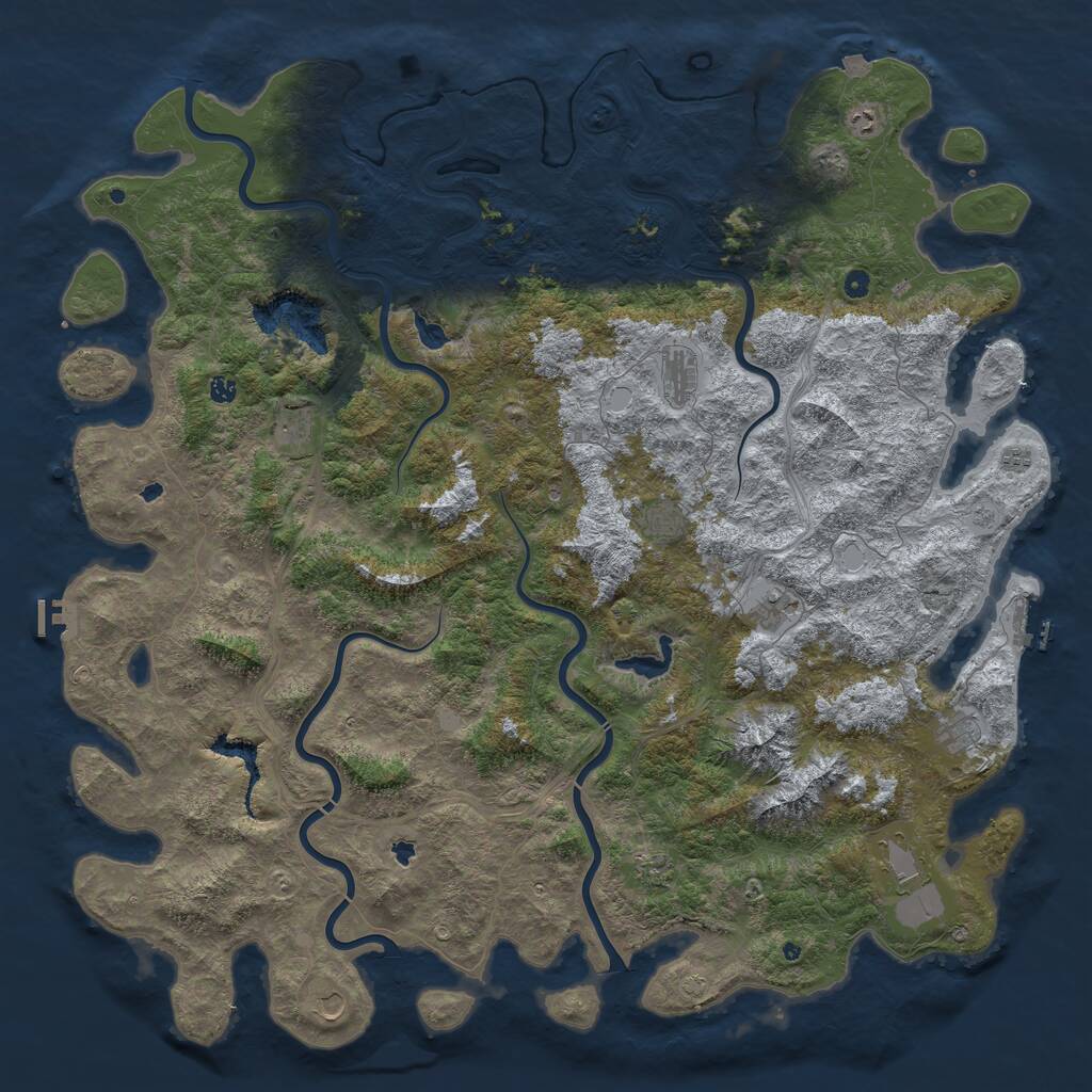 Rust Map: Procedural Map, Size: 6000, Seed: 1179439146, 17 Monuments