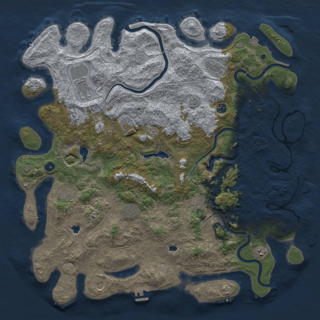Rust Map: Procedural Map, Size: 4999, Seed: 1355634, 16 Monuments