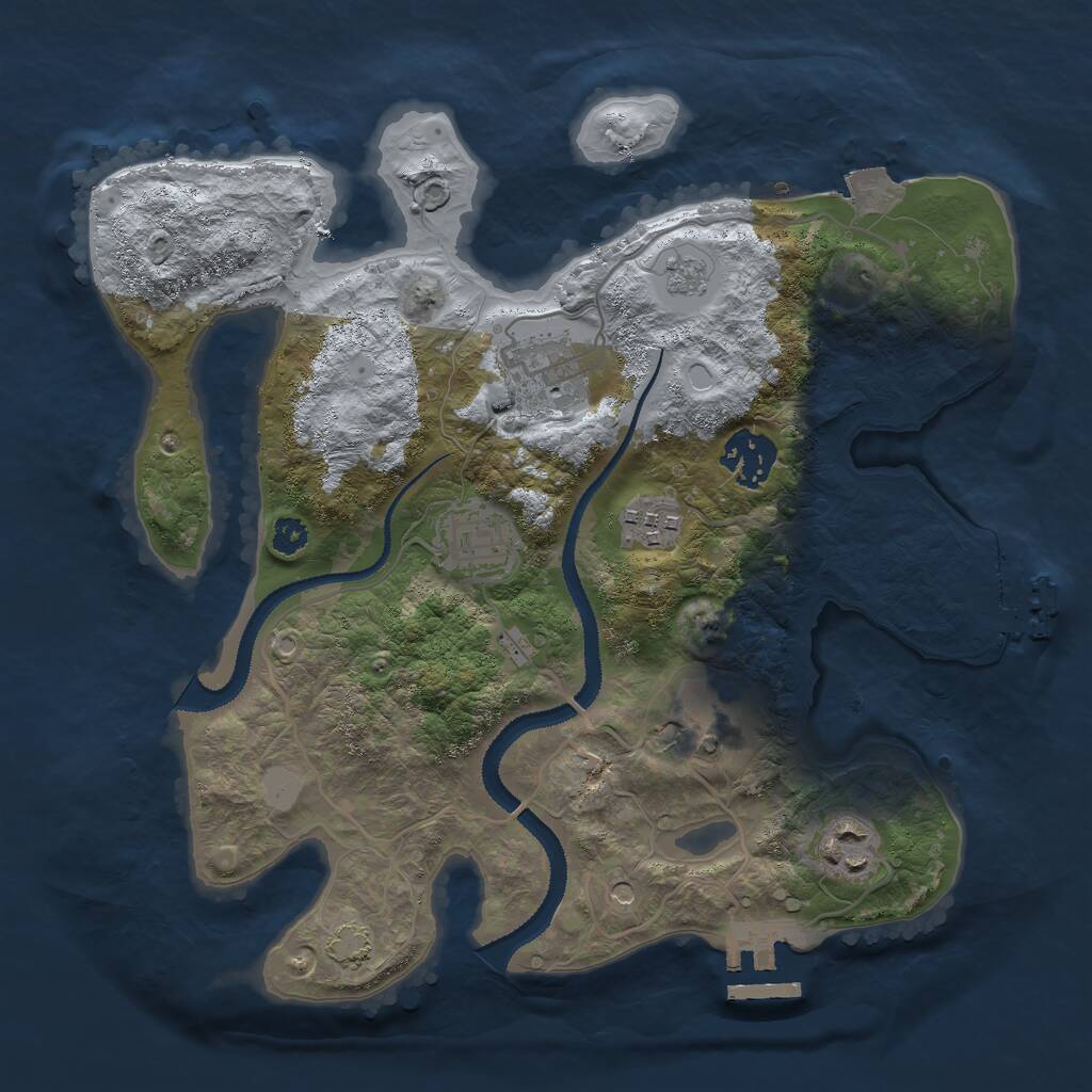 Rust Map: Procedural Map, Size: 3000, Seed: 1355634, 12 Monuments