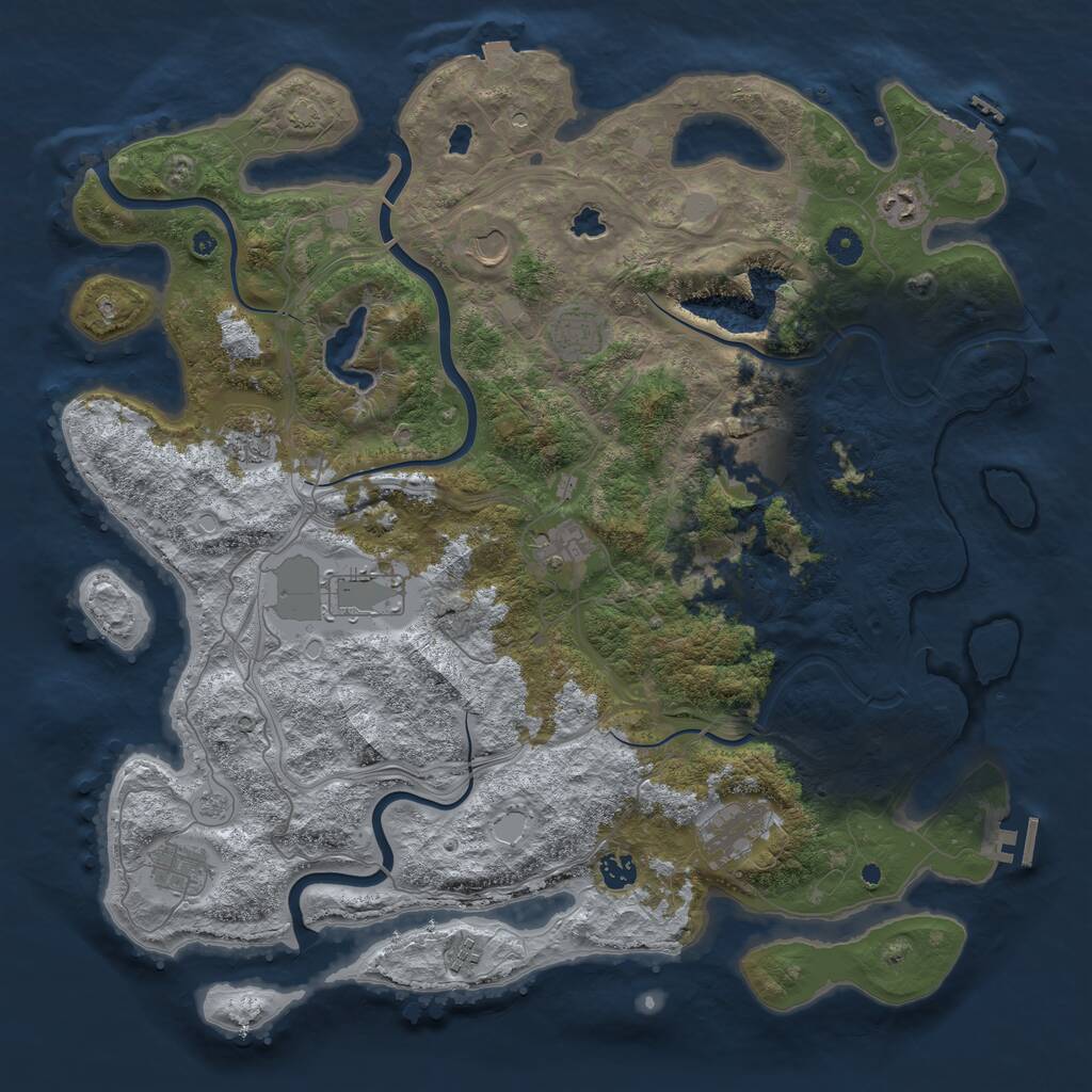 Rust Map: Procedural Map, Size: 4500, Seed: 1870073600, 17 Monuments