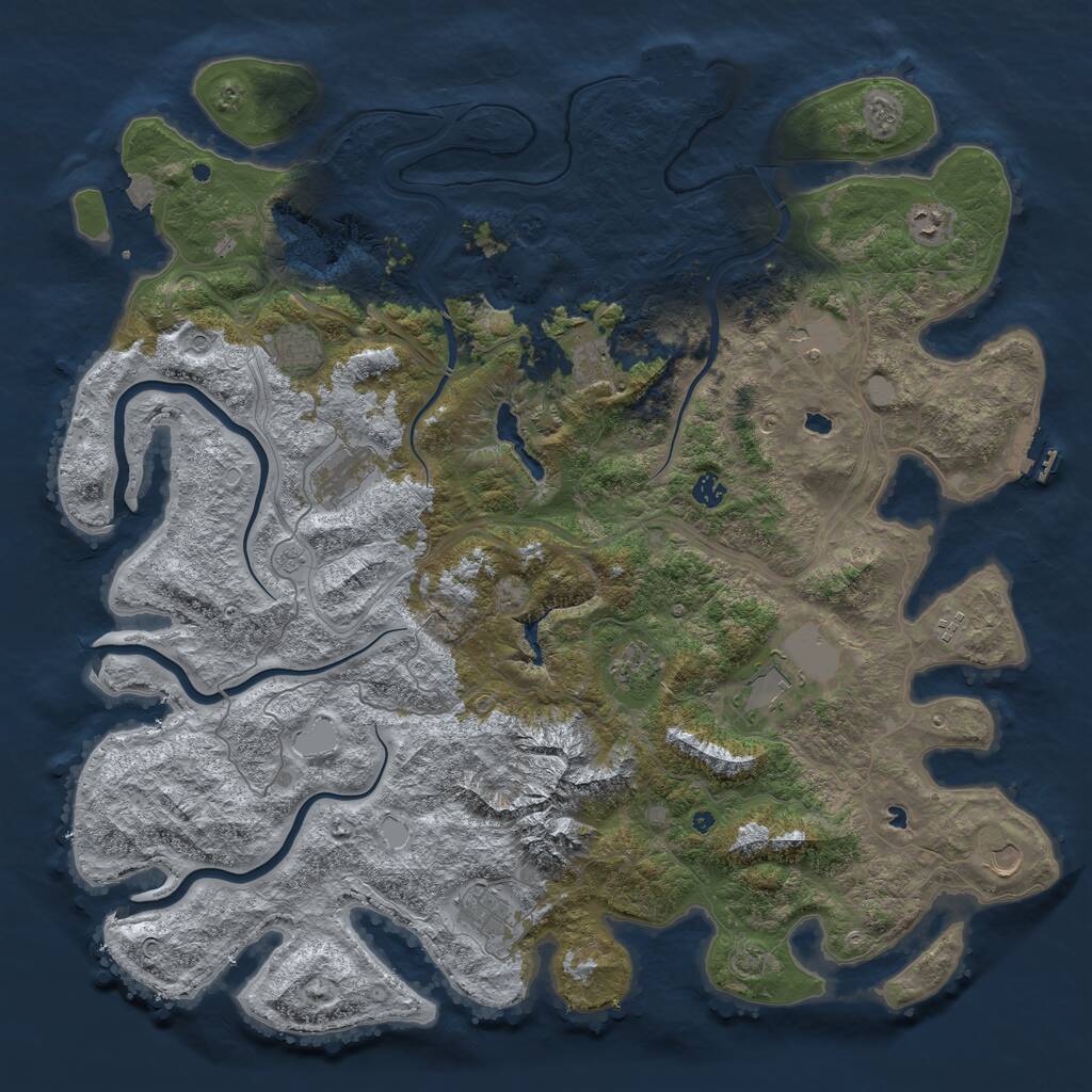 Rust Map: Procedural Map, Size: 5000, Seed: 468101385, 17 Monuments