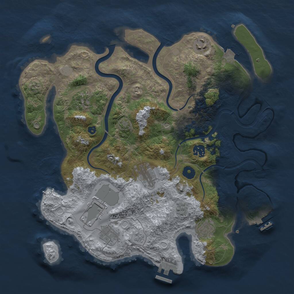 Rust Map: Procedural Map, Size: 3513, Seed: 6738, 14 Monuments