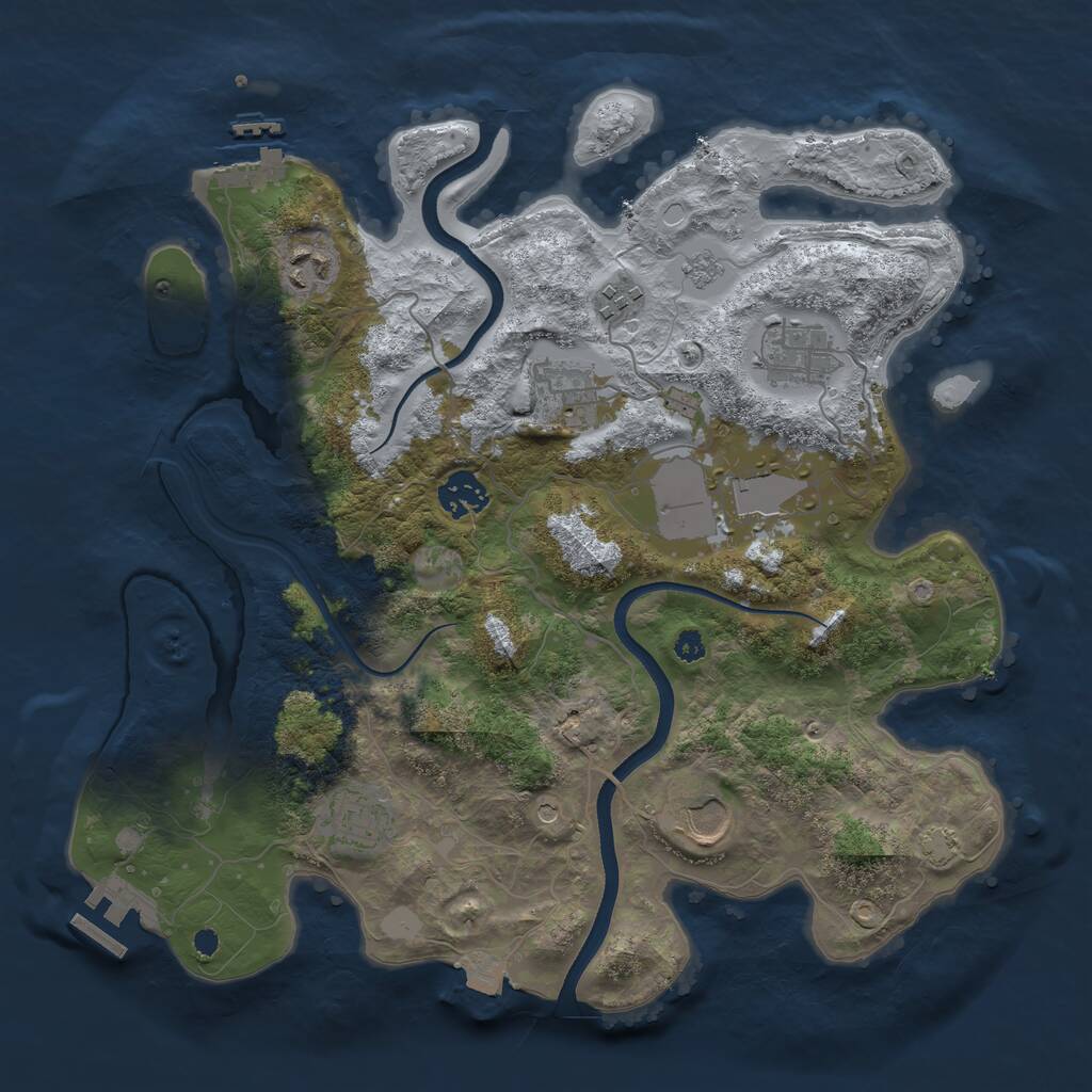 Rust Map: Procedural Map, Size: 3500, Seed: 639466812, 14 Monuments