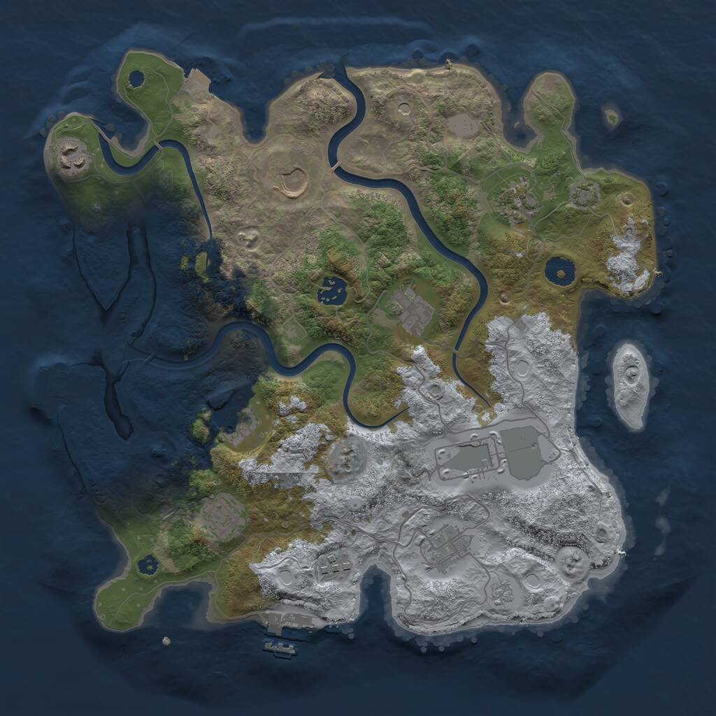 Rust Map: Procedural Map, Size: 3600, Seed: 384930377, 16 Monuments