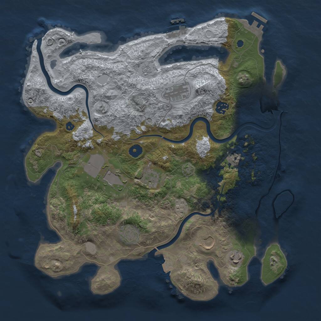 Rust Map: Procedural Map, Size: 3750, Seed: 1311104905, 14 Monuments