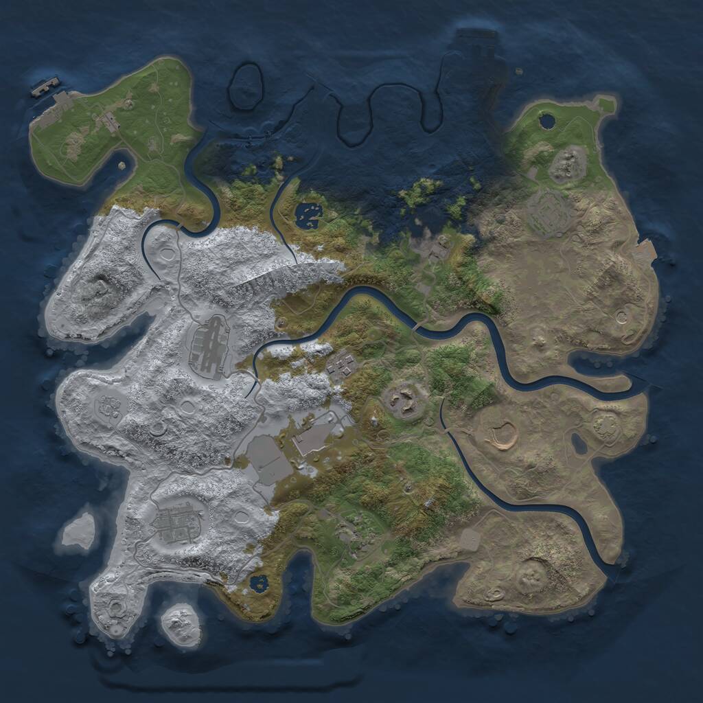 Rust Map: Procedural Map, Size: 3750, Seed: 63915420, 16 Monuments