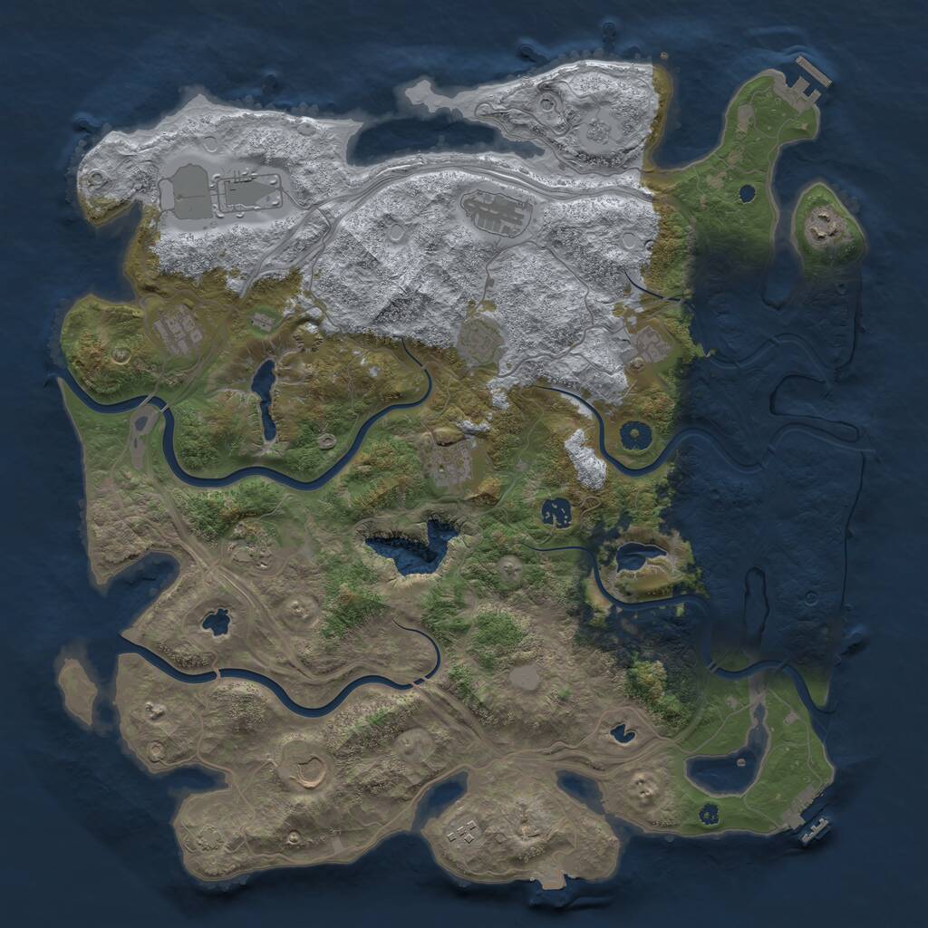 Rust Map: Procedural Map, Size: 4500, Seed: 67250310, 17 Monuments