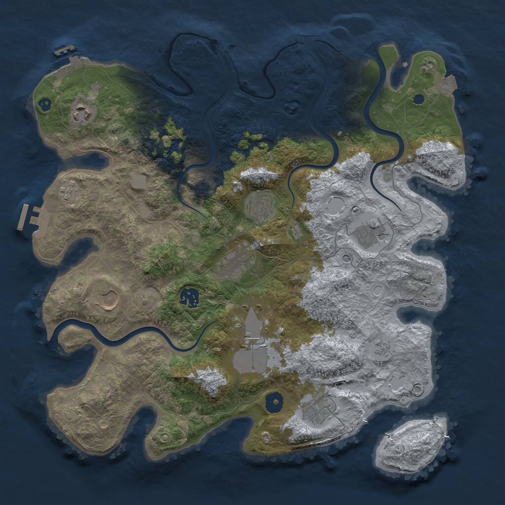 Rust Map: Procedural Map, Size: 3800, Seed: 1288601940, 15 Monuments