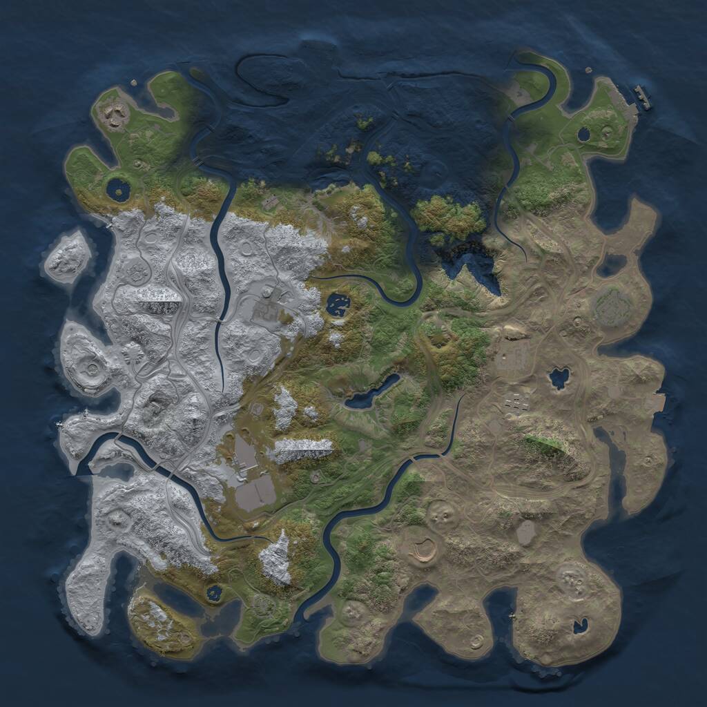 Rust Map: Procedural Map, Size: 4500, Seed: 99063934, 14 Monuments