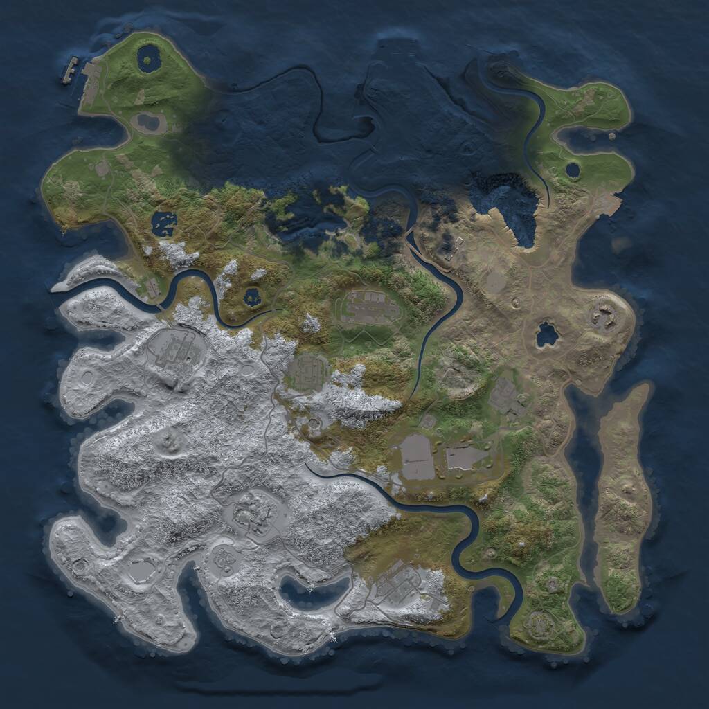 Rust Map: Procedural Map, Size: 4000, Seed: 1123250484, 16 Monuments