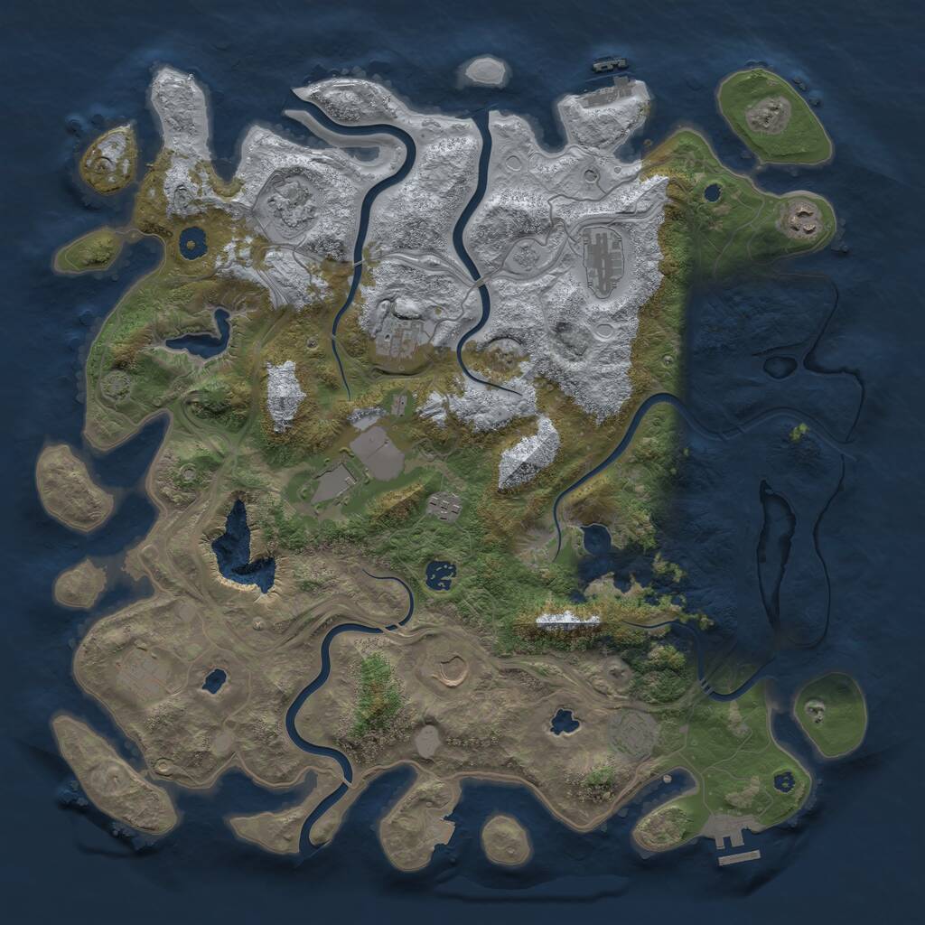 Rust Map: Procedural Map, Size: 4500, Seed: 1116527173, 16 Monuments