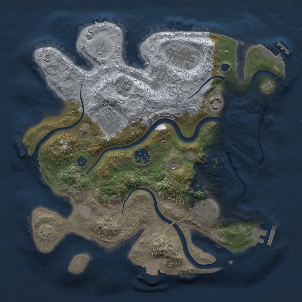 Rust Map: Procedural Map, Size: 3000, Seed: 1818476703, 12 Monuments