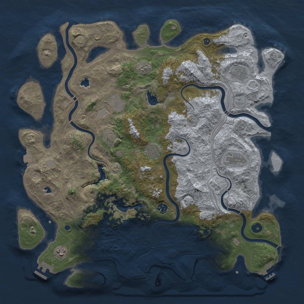 Rust Map: Procedural Map, Size: 4500, Seed: 123485932, 14 Monuments