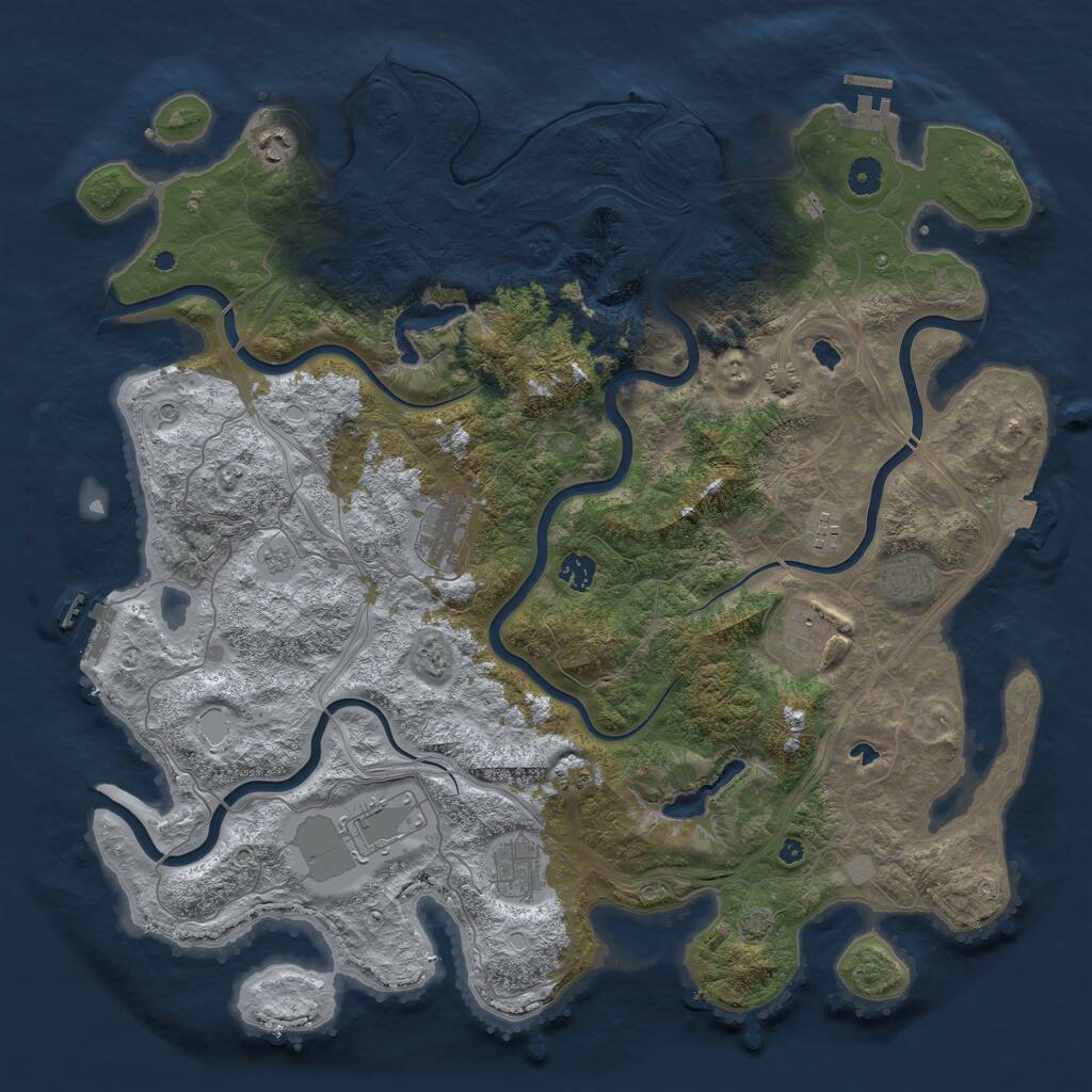 Rust Map: Procedural Map, Size: 4500, Seed: 1753253723, 14 Monuments