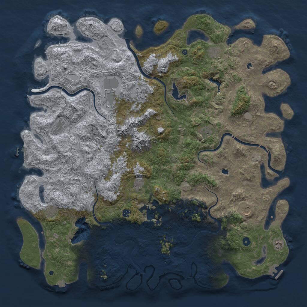 Rust Map: Procedural Map, Size: 5500, Seed: 726100408, 17 Monuments