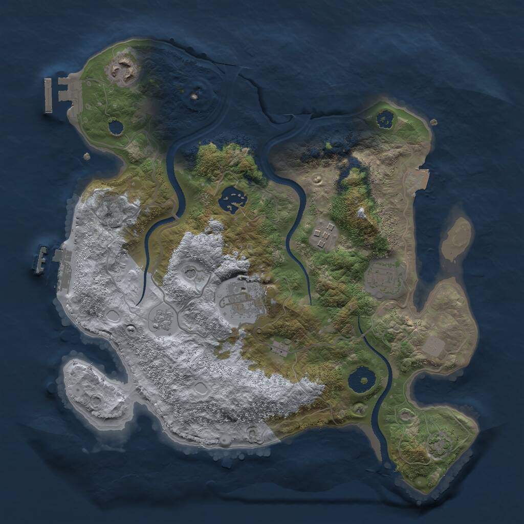 Rust Map: Procedural Map, Size: 3000, Seed: 401598556, 11 Monuments