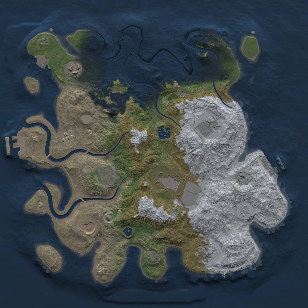 Rust Map: Procedural Map, Size: 3500, Seed: 540287470, 15 Monuments
