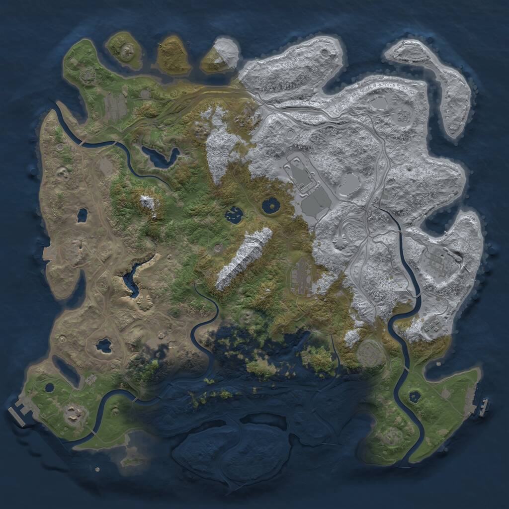 Rust Map: Procedural Map, Size: 4500, Seed: 312081373, 16 Monuments