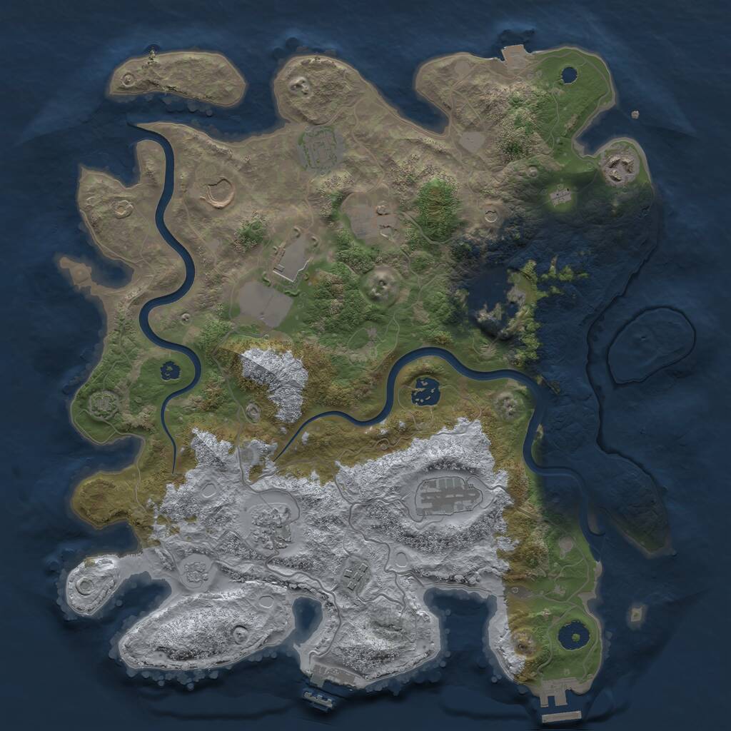 Rust Map: Procedural Map, Size: 3750, Seed: 302633758, 16 Monuments