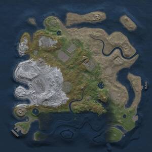 Thumbnail Rust Map: Procedural Map, Size: 3500, Seed: 23325355, 15 Monuments