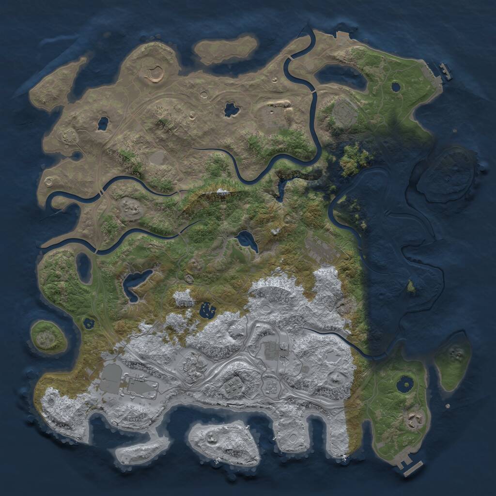 Rust Map: Procedural Map, Size: 4500, Seed: 714172276, 16 Monuments