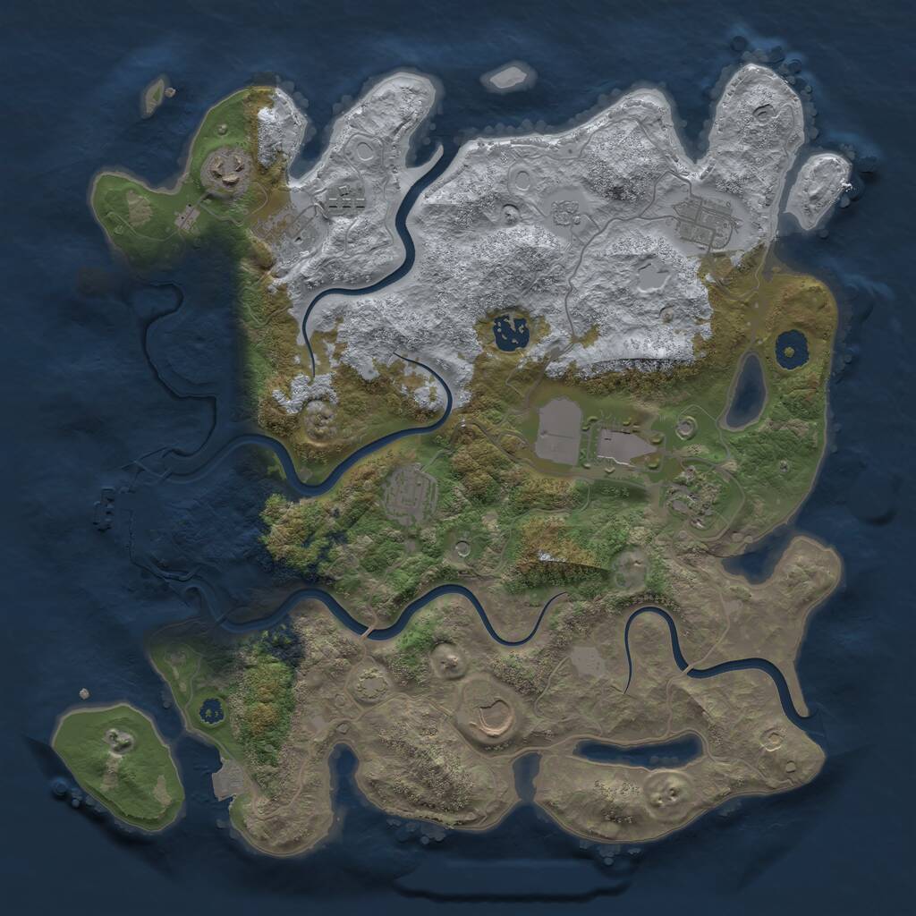 Rust Map: Procedural Map, Size: 3750, Seed: 307782503, 14 Monuments
