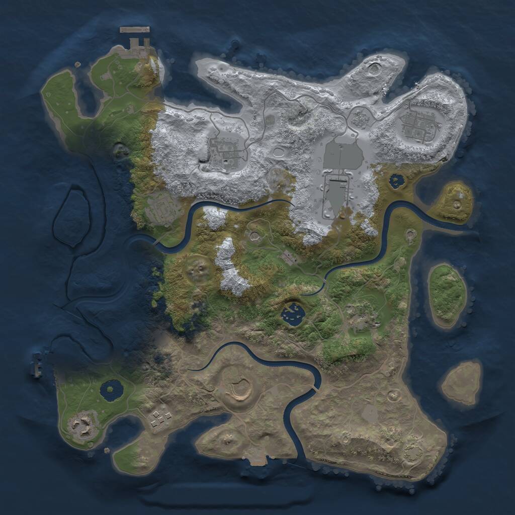 Rust Map: Procedural Map, Size: 3500, Seed: 1992116796, 15 Monuments