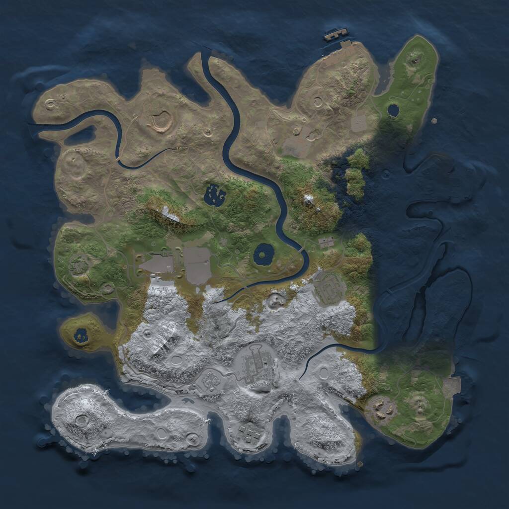 Rust Map: Procedural Map, Size: 3500, Seed: 101371385, 14 Monuments