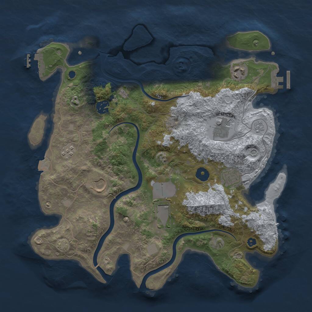 Rust Map: Procedural Map, Size: 3500, Seed: 1247109981, 13 Monuments
