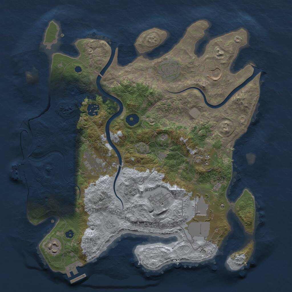 Rust Map: Procedural Map, Size: 3500, Seed: 1343240163, 15 Monuments