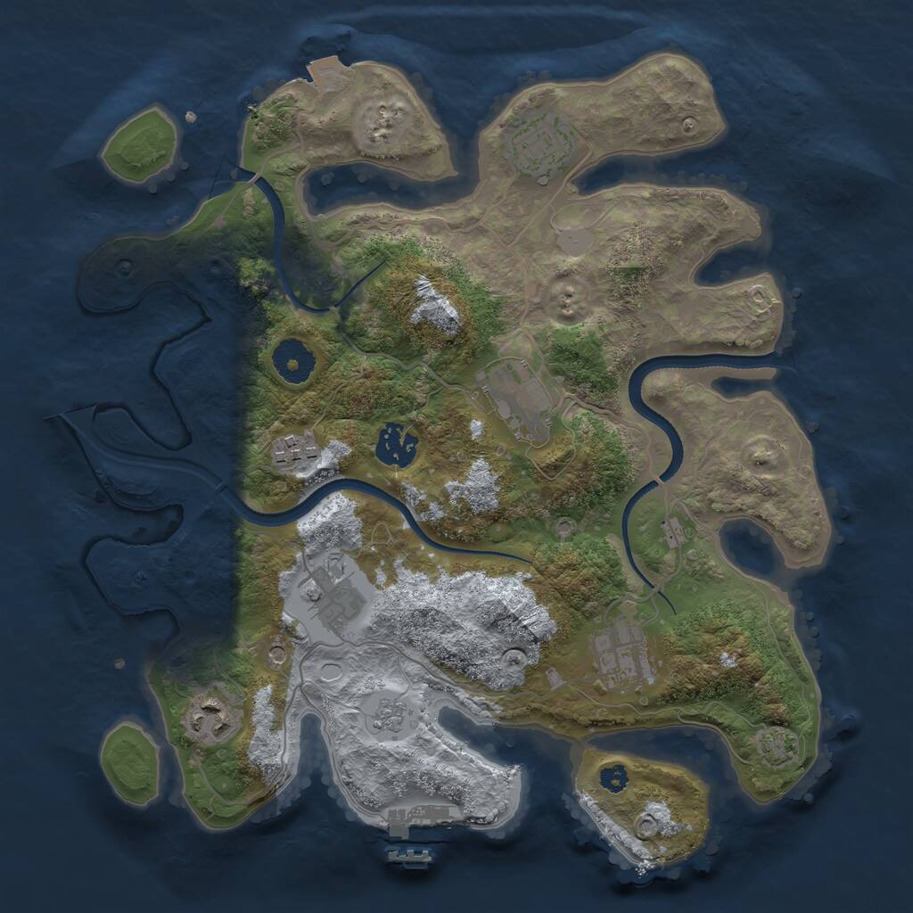 Rust Map: Procedural Map, Size: 3250, Seed: 205276050, 12 Monuments