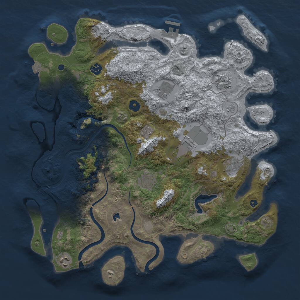 Rust Map: Procedural Map, Size: 4000, Seed: 1255532080, 13 Monuments