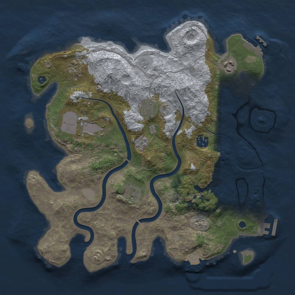 Rust Map: Procedural Map, Size: 3500, Seed: 1310280621, 13 Monuments