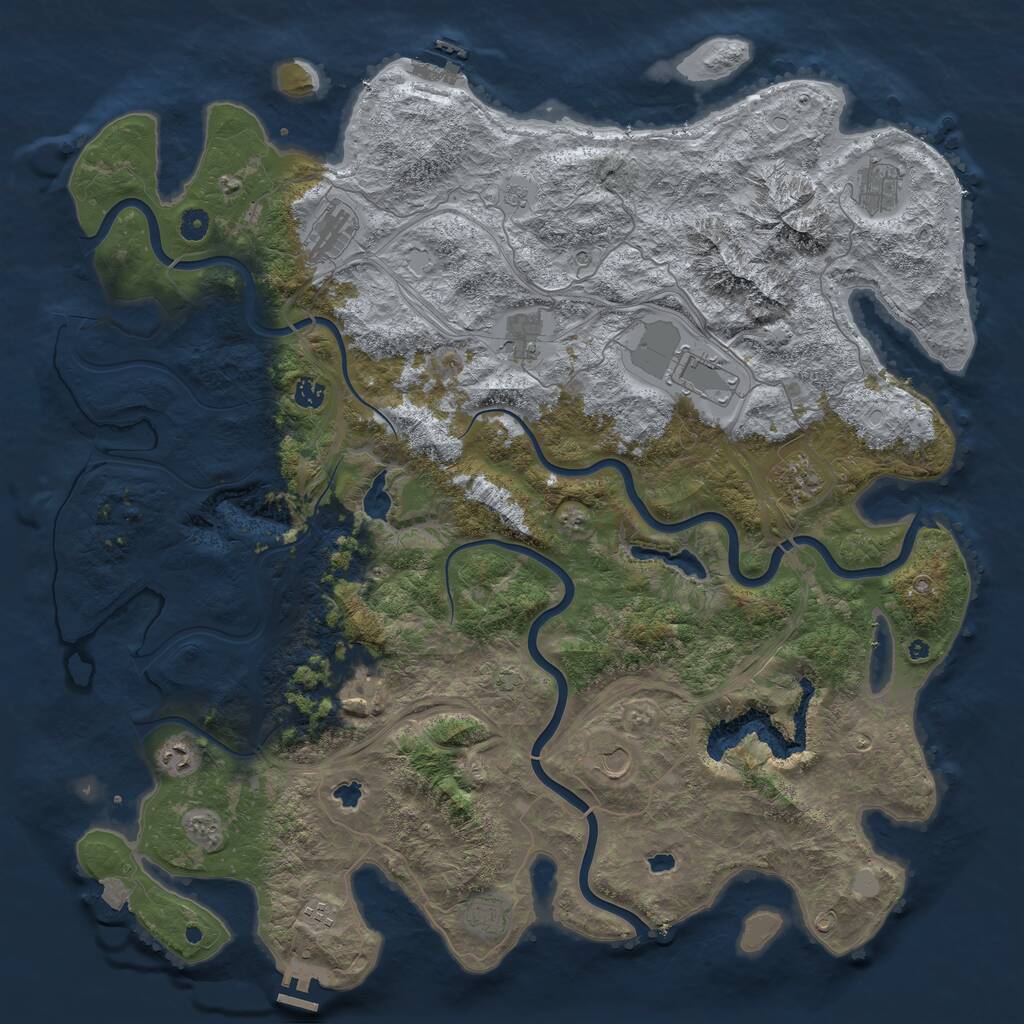 Rust Map: Procedural Map, Size: 5000, Seed: 651670372, 17 Monuments