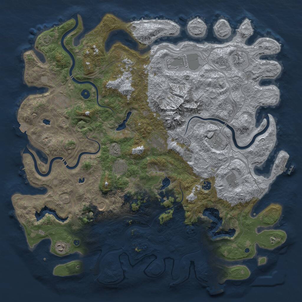 Rust Map: Procedural Map, Size: 5000, Seed: 2936757, 17 Monuments